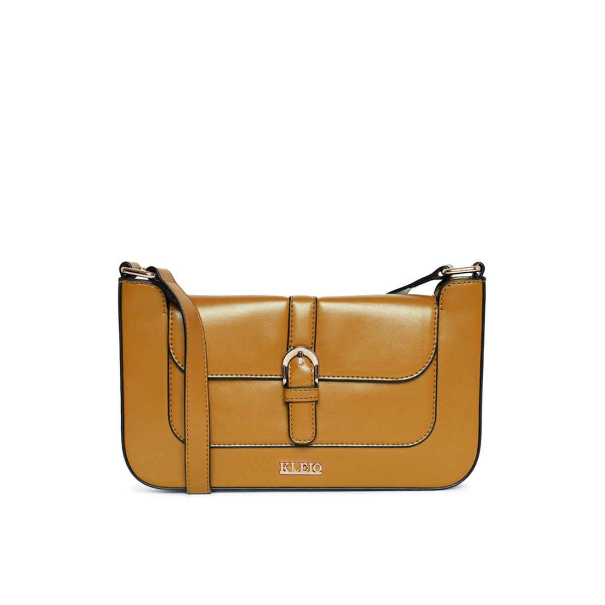 Buy KLEIO Mustard Solid Faux Leather Handbags Online